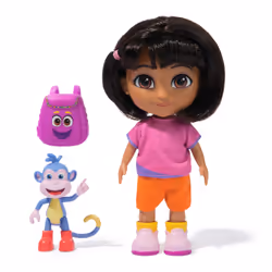Dora, Best Friends Dora & Boots Set, 6-inch Doll with Clothes, Backpack & Boots Toy Figure, Kids Toys for Girls & Boys Ages 3 and Up