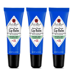 Jack Black Intense Therapy Lip Balm  0.25-Oz.  Pack of 3 - Natural Mint & Shea Butter  SPF 25 Sun Protection  Lip Moisturizer  Hydrating Lip Balm with