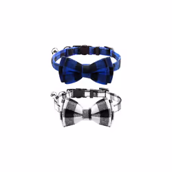 Joytale Upgraded Cat Collar with Bells Breakaway Cat Collars with Bow Tie 2 Pack Girl Boy Safety Plaid Kitten Collars Blac ...