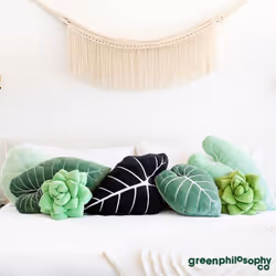 Green Philosophy Co. Plush Leaf Pillow - 3D Accent Succulent Leaf Throw Pillow for Indoor Couch Sofa Living Room Home Decor and Gift for Pla