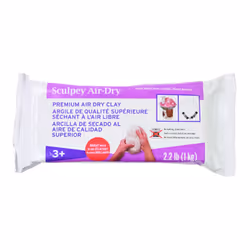 Sculpey Air-Dry White Non Toxic Air Dry Clay 2.2 pound bar great fo
