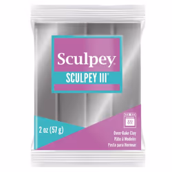 Sculpey III Polymer Oven-Bake Clay Silver Non Toxic 2 oz. bar