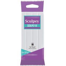 Sculpey III Polymer Oven-Bake Clay, White, Non Toxic, 8 oz. bar, great for modeling, sculpting, holiday, DIY, mixed media and school projects. Great