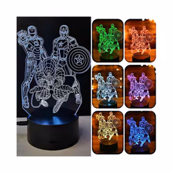 3D Marvel The Avengers LED Night Light Spiderman Ironman Lamp Kids Birthday Gift