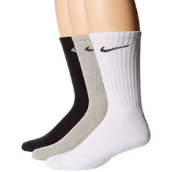 Nike SX4508 Mens Crew Socks Everyday Cushioned 3 Pack Dri-Fit Trainers Socks - Black White Grey, UK 5-8