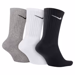 Nike SX4508 Mens Crew Socks Everyday Cushioned 3 Pack Dri-Fit Trainers Socks - Black White Grey, UK 5-8