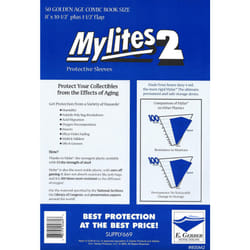 Mylites 2 Mil Comic Book Golden Age Size 8"" x 10 1/2"" Plus 1-1/2"" Flap Pack of 50