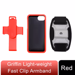 Griffin Light-weight Fast Clip Armband and Clip for Phone 5/5s, Red