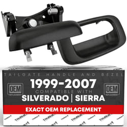 TRUBUILT1 AUTOMOTIVE Tailgate Handle Latch and Bezel Trim with Rod Clips | for 1999-2007 Chevy Silverado GMC Sierra 1500 2500 3500 | Replaces# 1599791