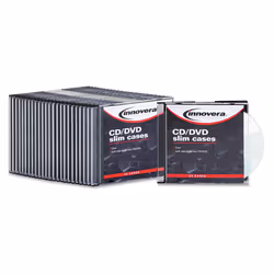 Innovera IVR85825 CD/DVD Slim Jewel Cases - Clear/Black (25/Pack)