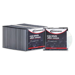 Innovera IVR85825 CD/DVD Slim Jewel Cases - Clear/Black (25/Pack)