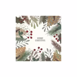 Natural Merry Christmas Holly Berries Paper Napkins Festive Party Serviettes