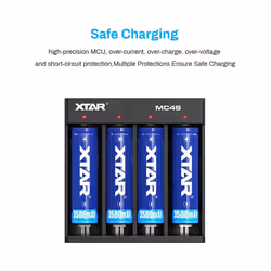 XTAR MC4S, the First Portable and Cost-effective 4 slot 18650 battery Charger with Type C Charging port for 3.6V 3.7V...