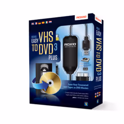 Roxio Easy VHS to DVD 3 Plus, USB 2.0, DVD player, Digital camera, VHS, German, Dutch, English, Spanish, French, Italian, NTS ...