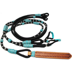 PRORIDER Horse Western Turquoise Braided Rawhide Romel Romal Reins 607