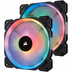 Corsair  CO-9050074-WW LL140 RGB Dual Light Loop RGB LED PWM Fan 2 Fan Pack with Lighting Node PRO, 140 mm , Black (RGB)