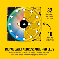 Corsair Â CO-9050074-WW LL140 RGB Dual Light Loop RGB LED PWM Fan 2 Fan Pack with Lighting Node PRO, 140 mm , Black (RGB)