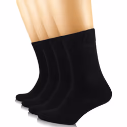 Hugh Ugoli Women's Cotton Crew Socks  Plain Color  Regular Fit  Soft Casual Socks for Trouser  4 Pairs  Black  Shoe Size: 6-9