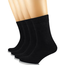 Hugh Ugoli Women's Cotton Crew Socks  Plain Color  Regular Fit  Soft Casual Socks for Trouser  4 Pairs  Black  Shoe Size: 6-9