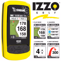 IZZO SWAMI 6000 GOLF GPS +38,000 PRELOADED COURSES / YELLOW +FREE GIFT PACK