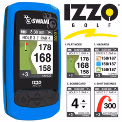 IZZO SWAMI 6000 GOLF GPS +38,000 PRELOADED COURSES / BLUE +FREE GIFT PACK