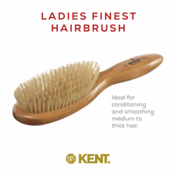Kent LC4 Finest Hair Brushes for Women Detangler Dry Brush Made of Cherrywood - Boar Bristle Oval Hairbrush for Medium Thick Hair of All Lengths - Sal
