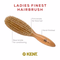 Kent LC4 Finest Hair Brushes for Women Detangler Dry Brush Made of Cherrywood - Boar Bristle Oval Hairbrush for Medium Thick Hair of All Lengths - Sal
