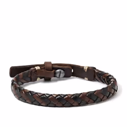 Fossil Men's Leather Braided Leather Bracelet Color: Black/Brown (Model: JA5932716)