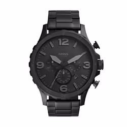 Fossil Men 's Nate Quartz Stainless Steel Chronograph Watch  Color: Black (Model: JR1401)