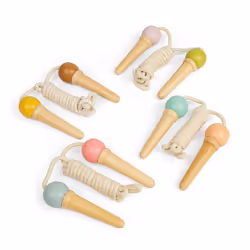 Bigjigs Toys Ice Cream Skipping Ropes - 2pcs Wooden Skipping Rope Set, Pocket Money Gifts For Girls & Boys, Kids Party Bag Fi ...