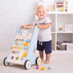 Bigjigs Toys FSC Certified Activity Baby Walker - Wooden Walkers for Babies, Eco-Friendly Baby Walkers for 1 Year Olds, Push Along Toys