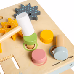 Bigjigs Toys FSC Certified Tabletop Activity Bench - Sustainable Wooden Activity Table for 1 Year Olds, 4 Activities for Fine Motor Skills