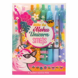 Scentco Glitter Gel Aloha Unicorn Smens, Retractable gel pen, Multicolour, Multicolour, Plastic, Round, 8 pc(s)