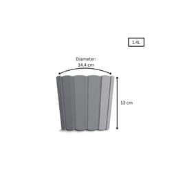 Balcony Flower Pot Plastic Indoor Outdoor Flower - Gray, 1.4 L
