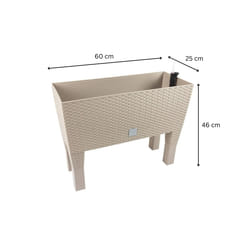 Plant Pot with Legs Rattan Style Garden Planters - Mocha, 30 L