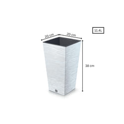 Plant Pots Furu Style Indoor Outdoor 5 Colours - Square Tall 11.4 L, White