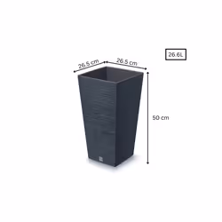 Plant Pots Furu Style Indoor Outdoor 5 Colours - Square Tall 26.6 L, Anthracite