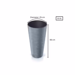 Plant Pots Furu Style Indoor Outdoor 5 Colours - Round Tall 15.5 L, Concrete