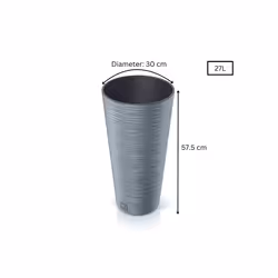 Plant Pots Furu Style Indoor Outdoor 5 Colours - Round Tall 27 L, Concrete
