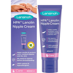 Lansinoh HPA Lanolin Nipple Cream for sore nipple & cracked skin, 100% natural single ingredient, breastfeeding essential, tasteless, odourless, 40ml