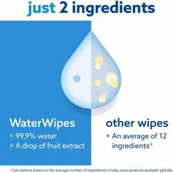 WaterWipes Plastic-Free Original Baby Wipes, 99.9% Water Based Wipes, Unscented for Sensitive Skin, 720 count (Pack of 12)