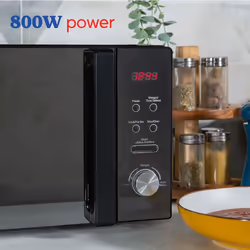 Russell Hobbs RHM2076B 20 Litre 800 W Black Digital Solo Microwave with 5 Power Levels, Automatic Defrost, 8 Auto Cook Menus, Clock and Timer