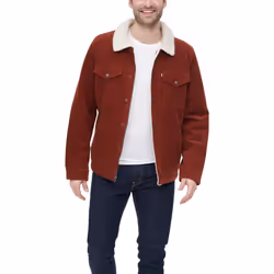 Levi's mens Corduroy Sherpa Trucker Denim Jacket  Rust  X-Large US