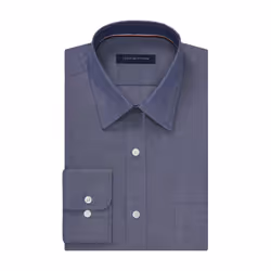 Tommy Hilfiger Men's Dress Shirt Regular Fit Non Iron Solid Night Blu