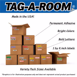 Tag-A-Room Moving Labels Color Coded (800 Count)  3-4 Bedroom Home Pack  Moving Supplies