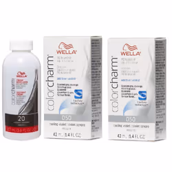 Wella Blonde Colour Charm | Permanent Liquid Hair Toners - 2pk Cooling Violet With Cream Developer -106ml