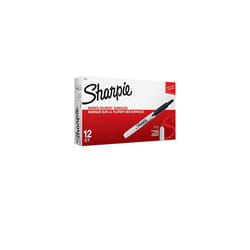 Sharpie 32701 Retractable Permanent Markers  Fine Point  Black  12 Count