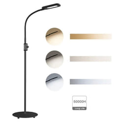 AUKEY 8W LED Floor Lamp, 3 Colour Temperatures & 20 Dimmable Brightness Levels, Eye Care Standing Reading Lamp with Adjustable Gooseneck - Black