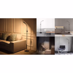 AUKEY 8W LED Floor Lamp, 3 Colour Temperatures & 20 Dimmable Brightness Levels, Eye Care Standing Reading Lamp with Adjustable Gooseneck - Black