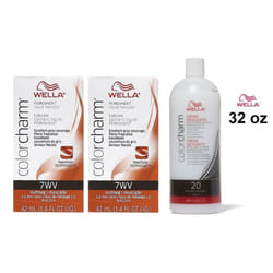 32oz) 7W Caramel Wella Color Charm Permanent Haircolor - 7W +7W+Developer (Vol. 20